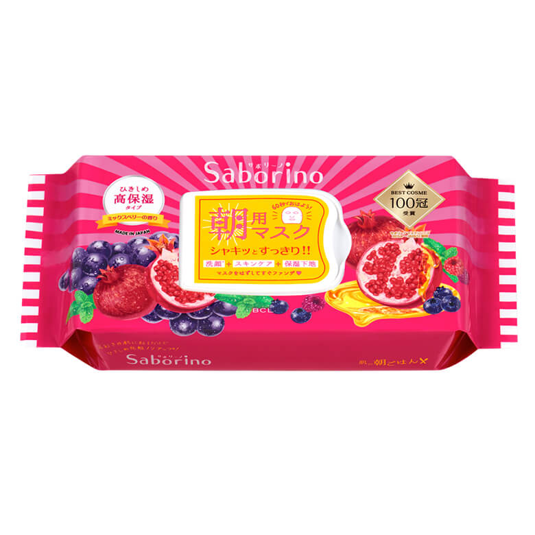 BCL Saborino Morning Mask (Pomegranate Blueberry) (Pink) (28 sheets) - ShopChuusi