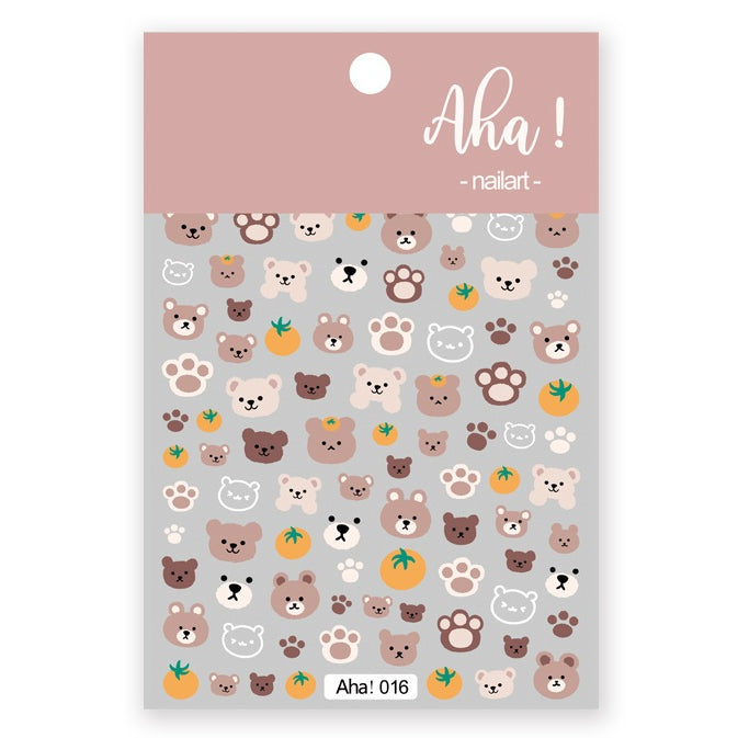 Aha! Nailart Stickers (1 sheet) - 016 Bear